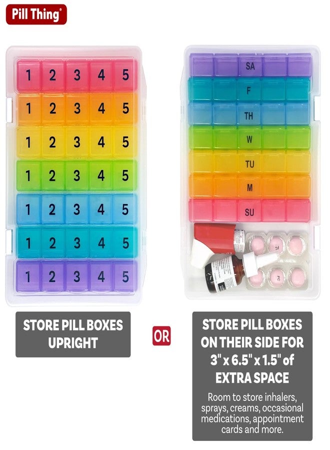 pill thing 5 Times a Day Weekly Pill Box Organizer Case, Secure 7 Day Pillbox with Medication Schedule (5 Time-a-Day) - Image 2